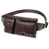 Waist Bags Multi-Function Men Bag Many Departments Male Pack Pouch Soft Leather Fanny Man Belt Chest Brown Trumpet