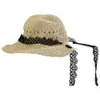 Широкие шляпы с краями Новая летняя женщина шляпа для гольф -шапки летняя шляпа пляжная шляпа соломенная шляпа Женская козырька для девочек козырька Солнце Шляпа Ультрафиолетовая солнцезащитная кепка G230227