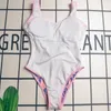 Stroje kąpielowe bez rękawów z wysokim stanem damskie różowe stroje kąpielowe z odkrytymi plecami INS seksowny strój kąpielowy z nadrukiem Lady