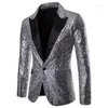 Giacche da uomo Giacca con paillettes da uomo Bottone a fila singola Shiny Dance Wedding 2023