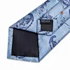 Cravatte di lusso Designer Blu Paisley Cravatte di seta Regali per uomo Cravatta in metallo dorato con anello a catena Dropshipping DiBanGu J230227