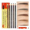 Eyebrow Enhancers Professional Hengsi 1818 Eyes Makeup Waterproof Pencils Black Brown Natural Eye Brow Pen Make Up Drop Delivery Hea Dhyth