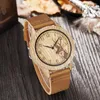 Wristwatches Creative Wooden Watch Men Ostrich Deer Wristwatch Imitation Imitate Wood Case Couple Quartz Soft Leather Strap Women Lover