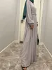 Этническая одежда Рамадан Ид Мубарак Чифон Абая Дубай Турция Ислам Мусульманское платье Кафтан для женщин Джеллаба Робу Фемма Мулульман Лонгю