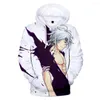 Felpe con cappuccio da uomo The Seven Deadly Sins Felpa 3D Gioco di abbigliamento casual Fan di anime Azione giovanile Allentata