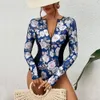 Swim Wear с длинным рукавом купальники для серфинга для купания костюмы женщин черный и печатный купальник ретро -купальник винтажный костюмы для плавания 230227