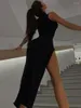 Casual jurken 2023 Summer Slit midi jurk voor vrouwen elegante vakantie sexy mouwloze club feest bodycon tank zonsondergen lang kleren