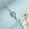 Bracciale a catena con serpente con chiusura scintillante per Pandora Gioielli da sposa in vero argento sterling per le donne Braccialetti di lusso regalo fidanzata con scatola originale