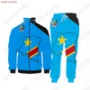 Mens Tracksuits Zaire Flag Joggers Tracksuit Sets African DR Congo Coat of Arms Print JacketHoodieSweatshirt Sweatpants Combo Custom 230228