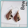 Charm Teardrop Frame Ispirato Splicing Woood Leopard Print Pu Leather Charms Orecchini Geometric Women Jewelry Drop Delivery Dh1Jh