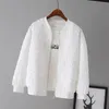 Женские куртки с твердым цветом короткие бейсбольные корейские весенние повседневные белые топы женская кардигана мода 230228