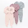 Комбинезоны для малышей девочки, рожденные в сочине, цветочный детский детская детская одежда с длинными рукавами рожденные комбинезоны, мальчик, пижама 230228