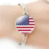 Necklace Earrings Set Bracelet Jewelry The United States Flag Glass Cabochon Stud USA For Women