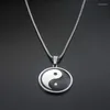 Chains Yin Yang Charms Necklace Tibet Bagua Array Black White Stainless Steel Pendant Lucky Chain For Women Man Jewelry