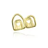 Klassiek 18k gouden grillz enkele holle hart Kruisster Mond tand boven bodem Tandtanden Grills Hip Hop Fashion Fine Jewelry