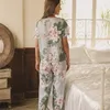 Dames slaapkleding QSroCio zomer dames pyjama's set bloemenprint viscose slaapkleding korte mouw casual v nek huiskleding 2 stks nachtje femme 230228