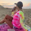 Women's Hoodies 2023 Women Casual Tie Dye Printing Crewneck Harajuku Sweatshirt Loose Streetwear Y2K Lange mouw plus size kleding