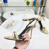 Designer Sandals Elegant Brand Women Shoes Padlock Pointy Naked Sandals Shoes Hardware Lock and key Woman Metal Stiletto Heel Party Dress Wedding EU35-43 10.5 CM heel