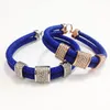 Braccialetti con ciondoli da uomo in vera pelle blu cristallo quadrato Stingray per gioielli regalo Instagram