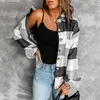 Kvinnans jackor 2023 Plus Size Women's Coat Autumn and Winter Woolen Plaid Casual Shirt Jacket For Women