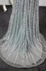 Party Dresses Luxury Champagne/Grey Crystal Beading Vestidos De Festa Sequins Mermaid Formal Long Evening Full Sleeve Prom Gowns