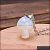 CAR DVR PENDANT NECKLACES snidande svampform Stone Reiki Healing Crystal Tiger Eye Rose Quartz Opal Aventurines Necklace For Women Jewel DHA2V