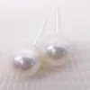 Stud Earrings S925 Pure Silver Needle Natural Shell Bead Round