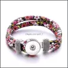 car dvr Charm Bracelets Colorf Flower Ethnic Style Woven Rope Bracelet Fit 18Mm Snap Button Charms Jewelry For Women Men Drop Delivery Dh5Wu