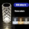 USB Rechargeable LED Veilleuse 3 16 Couleurs Tactile/Télécommande Diamant Rose Lampe Cristal Lampe De Table Romantique Bar De Noël Fête Projecteur Atmosphère Lumière