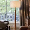 Wood floor lamp modern style elegant luxury linen shade wood stand lamp 45cm width 148cm height for hotel home living room bedroom study room decoration