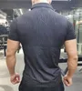 Męskie koszulki Running Gym Men T Shirt Casual krótkie rękawie szczupłe koszulki kompresyjne Elastyczne koszulki Sports Fitness Szybki suchy sucha koszulka z ziarnem 230228