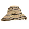 Breda brimhattar Sommar 2020 Ladies Bucket Hat Straw Crochet Foldbar Parent-Child Panama Straw Hat Children Female Sun Hat G230227