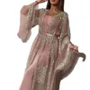 2023 Roupas étnicas abaya dubai vestido muçulmano lantejoulas de alta classe Bordado renda ramadan kaftan islam quimono feminino turco eid mubarak roupas femininas