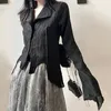 Dames blouses shirts karrram gotisch zwart shirt yamamoto stijl donkere esthetische blouse vrouwen onregelmatige designerkleding emo alt kleding grunge tops y2k 230228