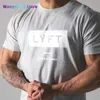 Herr t-shirts sommar Nytt varumärke sport mode kortseverad herr gym fitness t-shirt lös bodybuilding sty casual blue träning tryck toppar 0301H23