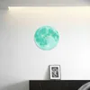 Horloges murales lumineuses horloge rougeoyante Cyan lune acrylique circulaire muet mouvement aiguille salon décor à la maison