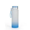 USA SHIP 500ml Sublimation Glass Water Bottle 17oz gradient colors Frosted Glass bottles with lanyards mixed colors pack 50pcs/case