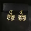 Créateurs de mode 925 boucles d'oreilles pour femmes boucles d'oreilles en argent plaqué cristal 18 carats bijoux pour fête de luxe ont une boucle d'oreille à la mode petite lettre en or