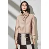 Women's Leather Natural Jackets Woman Sheepskin Coats Lambskin Clothes Fashion 2023 Luxury In External Clothing Coco Casual Beige