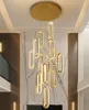 K9 Crystal Chrome Stair LED Chandelier Villa vardagsrum Attic High-Altitude Hanging Lamp Modern Interior Pendant Light