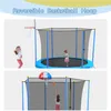 Trampolino da 8FT per bambini con rete di recinzione di sicurezza Canestro da basket e scaletta Facile montaggio Trampolino ricreativo per esterni rotondo US a58