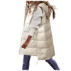 Kvinnor ner Loose Vest Women Coat Solid Casual Hooded Pocket Jacket ärmlös dragkedja Parkas