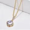 Pendentif Colliers De Mode Cube Zircon Collier Chandail Chaîne Géométrique Carré Ras Du Cou Rétro Gem Pour Femmes Bijoux Accessoires