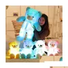 Stuffed Plush Animals 30Cm 50Cm Luminous Creative Light Up Led Teddy Bears Toy Colorf Glowing Bear Christmas G Dhyox