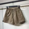 レディースショートパンツ高品質のPUレザーショートパンツ女性2023ファッション冬の女性服スタイルKHAKI HAREM WAIST GOOD