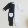 Rompers Baby cotton rompers long sleeve girl boy clothes Unisex pocket onesies pyjamas born baby footed overalls jumpsuit outfit 230228