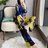 Women's T Shirts Miyake Pleated Starry Print Short-sleeved Top Suit Straight-leg Pants Commuter Two-piece SetWomen's