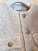 Kvinnors jackor franska ull tweed coat mode höjning guld knapp kort smal temperament vår och höst koreanska rockar kvinnor jacka 230228