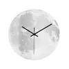 Wall Clocks Luminous Glowing Clock Silver Moon Acrylic Circular Mute Movement Needle Living Room Home Decor