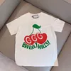 Niñas Camiseta para niños Conjuntos para niños Camiseta de manga corta para niños Ropa para niños Con letra Fresa Negro Blanco Tamaño 90 160